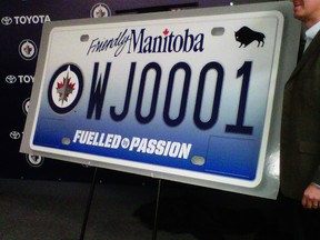 20,000 Jets licence plate sets were sold at MPI's Autopac outlets for $70 apiece. (ROSS ROMANIUK/Winnipeg Sun)