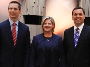 Premier Dalton McGuinty (left), NDP Leader Andrea Horwath and PC Leader Tim Hudak (QMI AGENCY PHOTO)