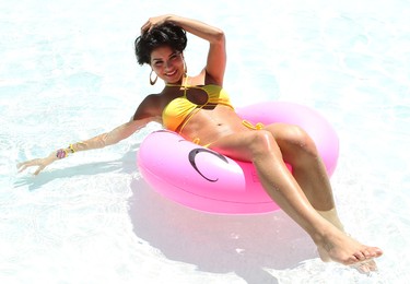Rima Fakih promotes the upcoming 2010 Miss Universe Pageant at Mandalay Bay Beach
in Las Vegas, Nevada. (WENN.com)