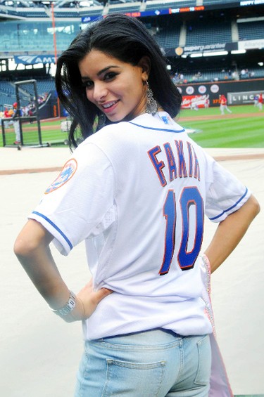Miss USA 2010 Rima Fakih attends batting practice with the the New York Mets at Citi Field in Queens, New York City. (WENN.com)