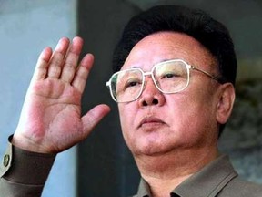 North Korean leader Kim Jong-il returns a salute as he reviews a military parade in Pyongyang in this October 10, 2005 file photo, celebrating the 60th anniversary of the communist party. (REUTERS)