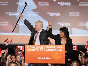 Jack Layton speaks after election results at the Metro Convention Centre in Toronto, May 2, 2011. (Craig Robertson/QMI Agency)