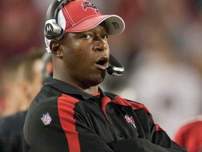 Raheem Morris was fired by the Buccaneers on Monday following a 10-game losing streak to end the season. (REUTERS/Pierre DuCharme)