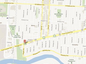 Police say the male suspect grabbed merchandise from a store in the 1400-block of Portage Avenue around 11 a.m. Jan. 2, 2011. (Google Maps)