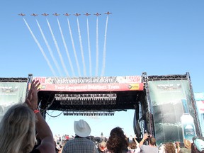 The Snowbirds do a show in front of the main stage at the Big Valley Jamboree in Camrose, AB on July 30, 2011. LAURA PEDERSEN/EDMONTON SUN