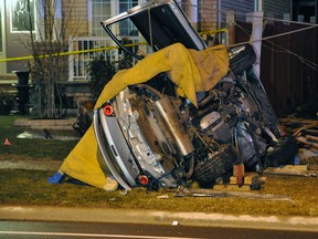 Two men died late Friday night after a suspected road-racing crash in Mississauga, Ont. (DAVID RITCHIE/Special to QMI AGENCY)