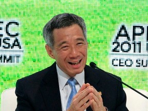 Singapore's Prime Minister Lee Hsien Loong speaks during the APEC CEO summit in Honolulu, Hawaii November 11, 2011. (REUTERS/Chris Wattie)