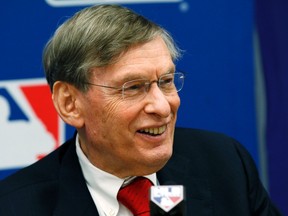 Major League Baseball Commissioner Bud Selig speaks at a news conference in New York, November 22, 2011, to announce a new five-year collective bargaining agreement with the players that will allow play to continue uninterrupted through the 2016 season.  (REUTERS/Mike Segar)