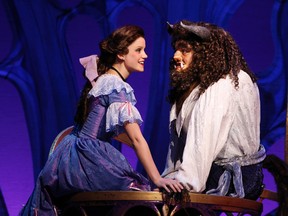 Emily Behny as Belle and Dane Agostinis as the Beast in Broadway Across Canada's Beauty and the Beast. Joan Marcus photo
