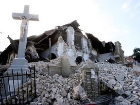 A destroyed church in Port-au-Prince Jan 14, 2010 in Haiti. The capital of Haiti was rocked by a major earthquake two years ago that caused thousands of deaths and urgent need in the impoverished country. (Andre Forget/QMI AGENCY files)