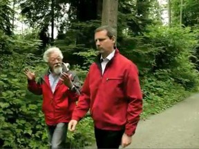 Dr. David Suzuki and Ontario Premier Dalton McGuinty in a scene from an ad Suzuki did for the Liberals. (Frame grab from YouTube)