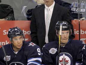 Jets coach Claude Noel was critical of forward Evander Kane (left) after the Jets’ loss Tuesday in Boston. Noel says he’ll become a generic coach now and not deal with players in the media. (BRIAN DONOGH/Winnipeg Sun)