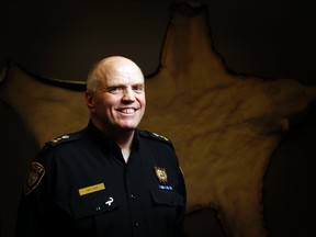 Ottawa Police Chief Vern White will be packing up his polar bear rug, currently hung on his HQ office wall at 474 Elgin St., for a short trip up to Parliament Hill after being appointed to the Senate Friday, January 6, 2012. (DARREN BROWN/QMI AGENCY)