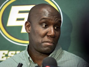 Edmonton Eskimos' head coach Kavis Reed speaks to the media on Friday at Commonwealth Stadium about staff and player changes that were made this week.
Perry Mah, Edmonton Sun