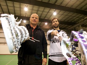 Jimmy Quinlan was named captain of the Edmonton Rush by general manager and head coach Derek Keenan, left, on Friday. Quinlan is the sole remaining player from the Rush's inaugural 2006 season.
Ian Kucerak, Edmonton Sun