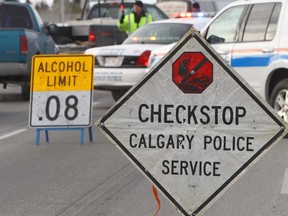 A daytime check stop in Calgary on Dec. 8. (DARREN MAKOWICHUK/QMI AGENCY)