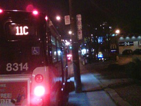 TTC rider George Perry has complained about a driver stopping this bus outside a McDonalds at Eglinton and Bayview Aves. Monday around 7:30 p.m. (Supplied photo)