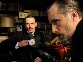 Left to Right: Michael Fassbender as Carl Jung and Viggo Mortensen as Sigmund Freud in "A Dangerous Method."