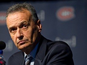 Canadiens general manager Pierre Gauthier speaks to the media at the Bell Centre in Montreal, Que., Dec. 17, 2011. (JOEL LEMAY/QMI Agency)