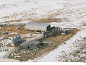 Police evidence photo released to the public by the RCMP during the inquiry into the Mayerthorpe Mountie slayings that is taking place in Stony Plain, Alberta. RCMP released crime scene photo from the farm where James Roszko shot and killed four Mounties on March 3, 2005.