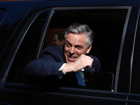 Republican presidential candidate and former Utah Governor Jon Huntsman departs the Huckabee Forum 2, a televised event, in Charleston, South Carolina, on January 14, 2012. (REUTERS/Jason Reed/Files)