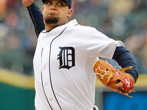 Reliever Joel Zumaya pitches against the Yankees at Comerica Park in Detroit, Mich., May 13, 2010. (LEON HALIP/Getty Images/AFP)
