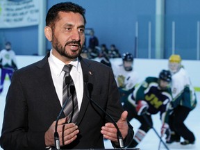 The feds' junior sports minister Bal Gosal announced funding for awareness programs and research into preventing kids' sports-related brain injuries at a press conference January 19, 2012, at the Walter Baker Sports Centre in Ottawa. (JOHN MAJOR/QMI AGENCY)