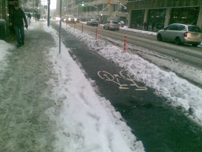 The Laurier bike lane in Ottawa on the afternoon of Friday, January 13, 2012. (SUBMITTED PHOTO)