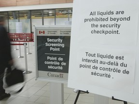 New technology is being tested to screen liquids before they're approved to be brought on airplanes. (Tony Caldwell/QMI Agency File Photo)