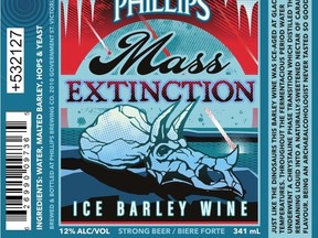 Mass Extinction from the Phillips Brewing Company in Victoria, B.C., is a new iced barley wine. (Supplied)