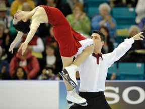 Tessa Virtue and Scott Moir perform on their way to a gold medal during the Dance free program at the Canadian Figure Skating Championships in Moncton, N.B., Jan.21, 2012. (REUTERS/ Mike Cassese)