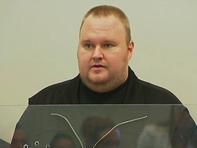 The founder of file-sharing website Megaupload Kim Dotcom, a German national also known as Kim Schmitz, is seen at court in Auckland in this still image taken from video Jan. 23, 2012. REUTERS/TV3 via Reuters TV