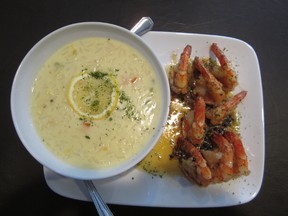 Café Amore’s pollo limone soup with prawns.