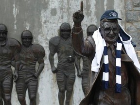 The Joe Paterno statue is seen at Penn State University in State College, Penn., on Monday, Jan. 23, 2012. (REUTERS/Gary Cameron)