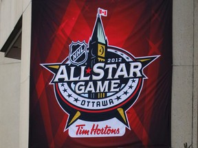 An NHL All-Star Game banner hangs on a hotel as the city of Ottawa gets ready for the upcoming All Star festivities this weekend. (Tony Caldwell/QMI Agency)