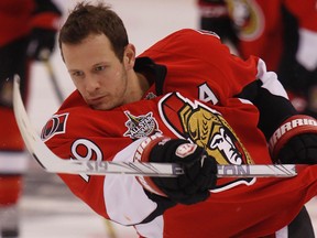 Jason Spezza got clipped and cut during Monday night's warmup in Los Angeles. (FILE PHOTO)