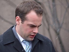 Toronto Police Const. Michael Adams outside court Tuesday. (ALEX CONSIGLIO/Toronto Sun)