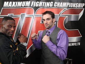 Antonio McKee, left, and Brian Cobb meet in the co-main event at MFC 32: Bitter Rivals card Friday at the Mayfield Inn. (David Bloom, Edmonton Sun)