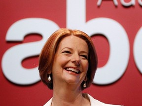 Australia's Prime Minister Julia Gillard delivers an address in Sydney on December 2, 2011. (REUTERS/Tim Wimborne)