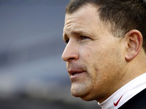 Greg Schiano waits to take the field against the Iowa State Cyclones in the New Era Pinstripe Bowl at Yankee Stadium in New York, N.Y., Dec. 30, 2011. (JEFF ZELEVANSKY/Getty Images/AFP)