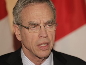 Natural resources minister Joe Oliver makes an announcement at Pure Technologies in Calgary on Wednesday, January 25, 2012.  LYLE ASPINALL/QMI AGENCY