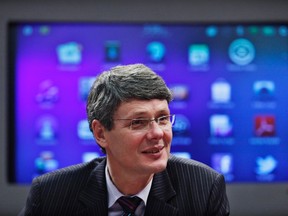 Research in Motion CEO Thorsten Heins is pictured during an interview with Thomson Reuters in New York, January 27, 2012. (REUTERS/Eduardo Munoz)