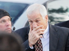 Former Penn State assistant football coach Jerry Sandusky arrives for court on December 13, 2011at the Centre County Courthouse in Bellefonte, Pennsylvania. (REUTERS)