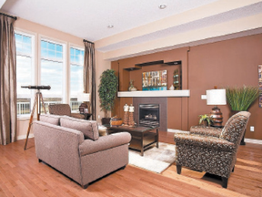 A spacious living room graces a new home in Rohit’s Mission Greens.