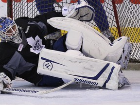 Jonas Gustavsson has bailed out the Leafs of late, but the club will need consistent goalkeeping — from either the Monster or James Reimer — to secure enough points over the final 33 games to reach the playoffs. (Craig Robertson, Toronto Sun files)