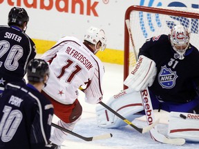 Daniel Alfredsson scores his first goal against Carey Price during the second period of the 2012 Tim Horton's NHL All-Star Game at in Ottawa Saturday, January 28, 2012. (DARREN BROWN/QMI AGENCY)