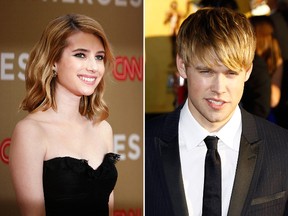 Emma Roberts and Chord Overstreet. (Reuters/WENN.com file photos)