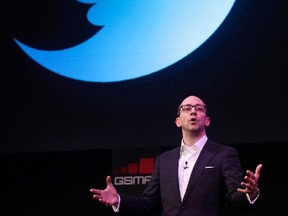 Twitter's CEO Dick Costolo gestures during a conference at the GSMA Mobile World Congress in Barcelona, Feb. 14, 2011. REUTERS/Albert Gea