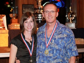 Mustard for Wednesday, August 24, 2011: Winnipeg Rowing Club Mixed Masters' Double Gold Medallists Brandi Smith and Andrew Lamont.photo credit - handout