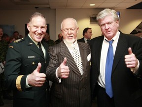 Gen. Walter Natynczyk, Don Cherry and Brian Burke. (QMI Agency)